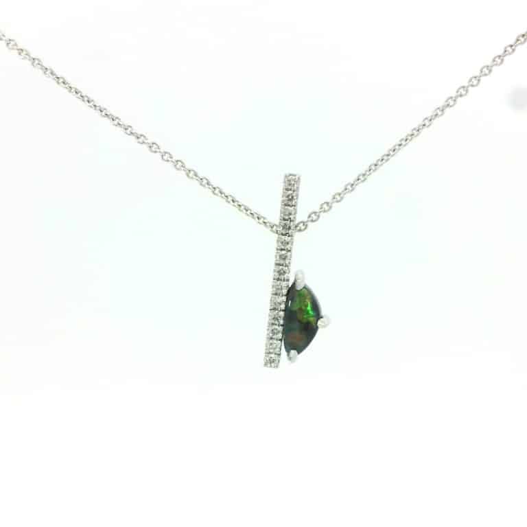 Wee Warra &ndash; Lucienne &ndash; Diamond and Opal Pillar Pendant