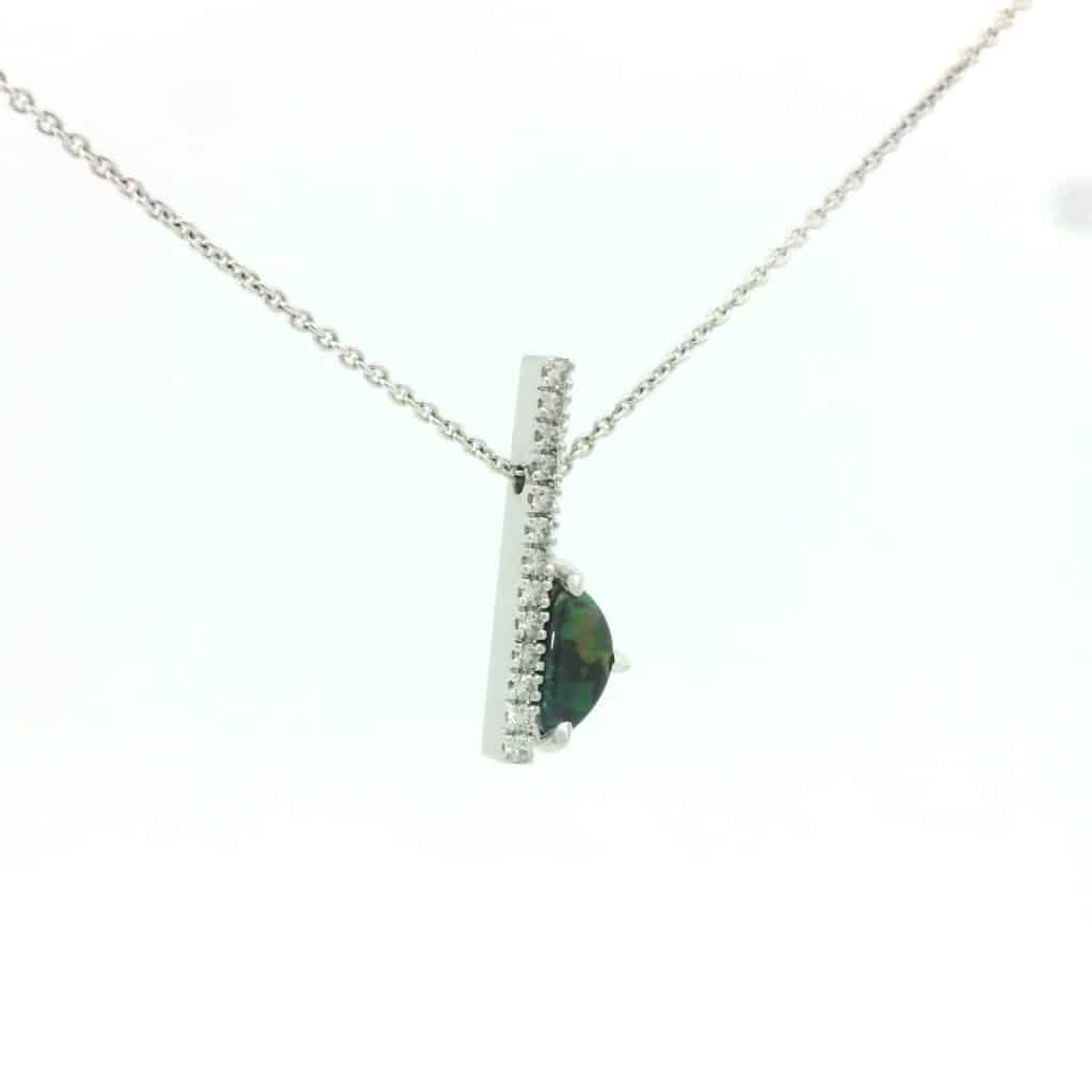 Wee Warra – Lucienne – Diamond and Opal Pillar Pendant
