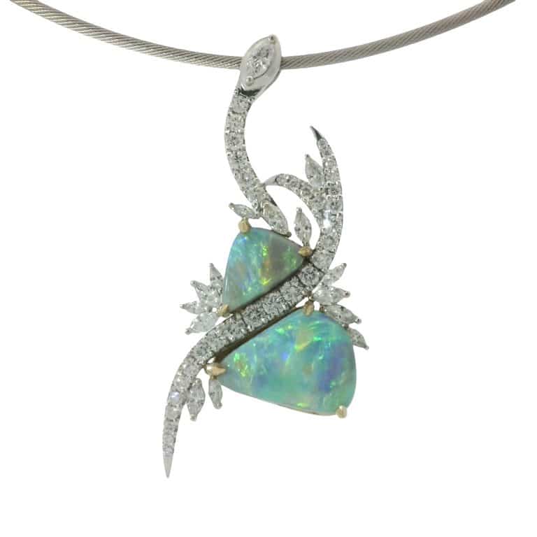 Wee Warra &ndash; Verano &ndash; 6.7ct Duo Opal and Diamond Pendant
