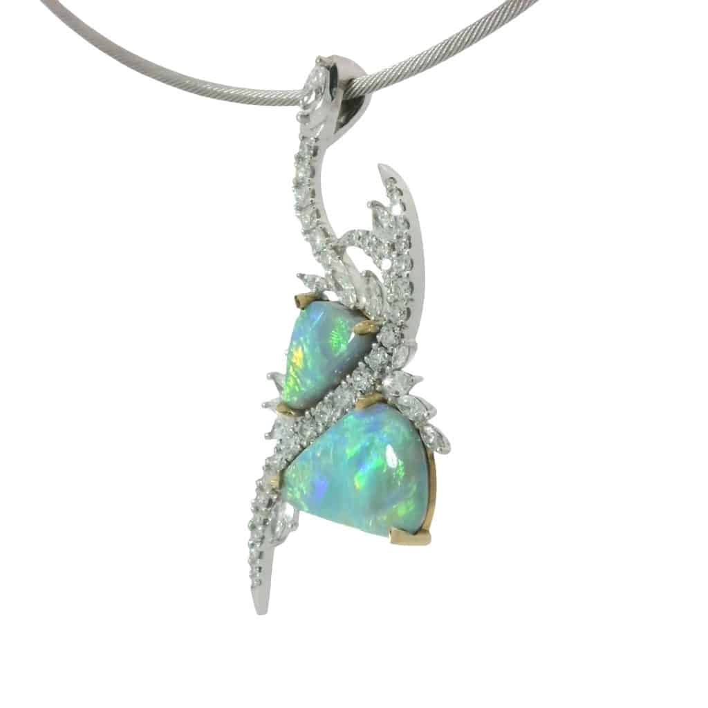 Wee Warra – Verano – 6.7ct Duo Opal and Diamond Pendant