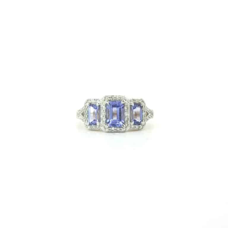 Elegant three-stone gemstone ring