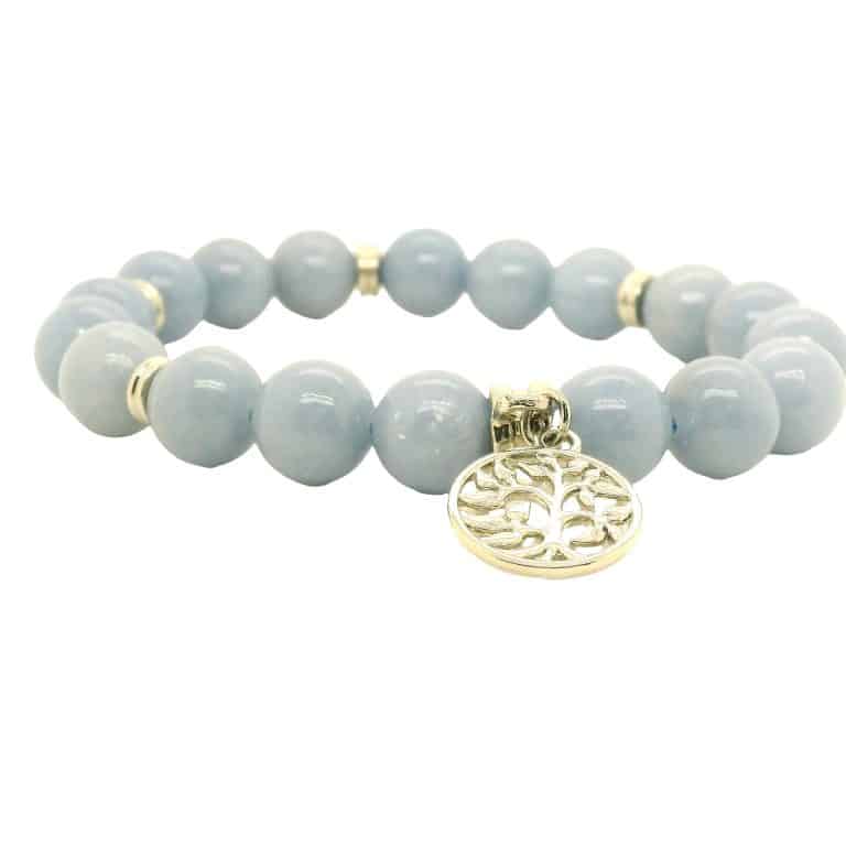 Angelite Tree of Life Beaded Charm Bracelet