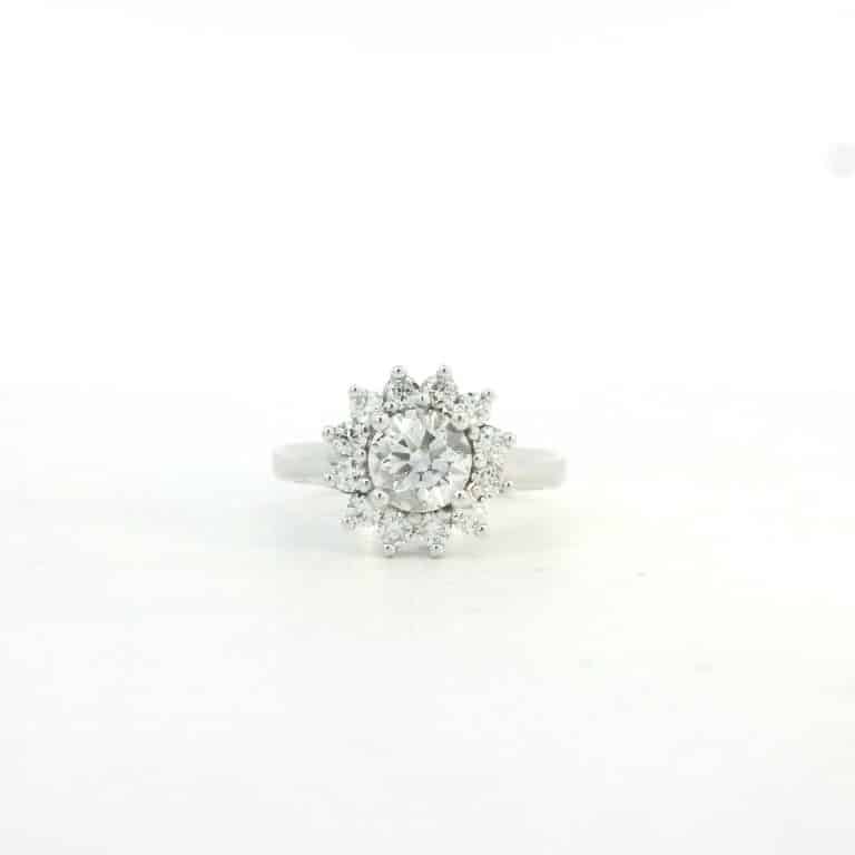 Cassandra &ndash; Round Snowflake Halo Engagement Ring