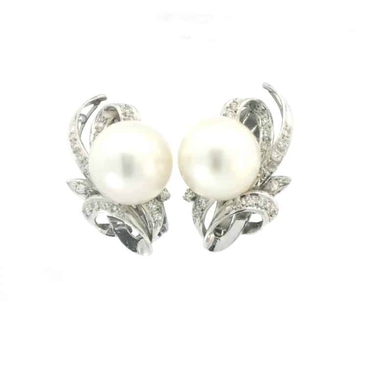 Saltwater Pearl and Diamond Fancy Earrings