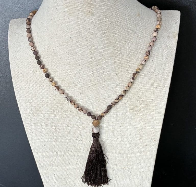 Australian Jasper  Bead Necklace with Tassel