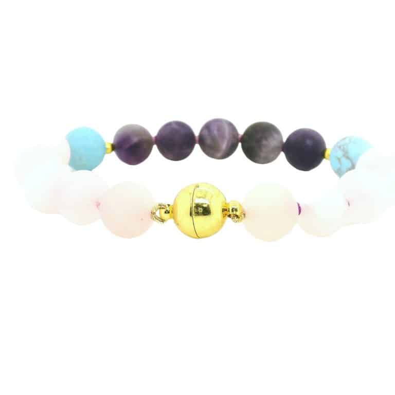 Crystal Cravings Rose Quartz and Gold Charm Bracelet
