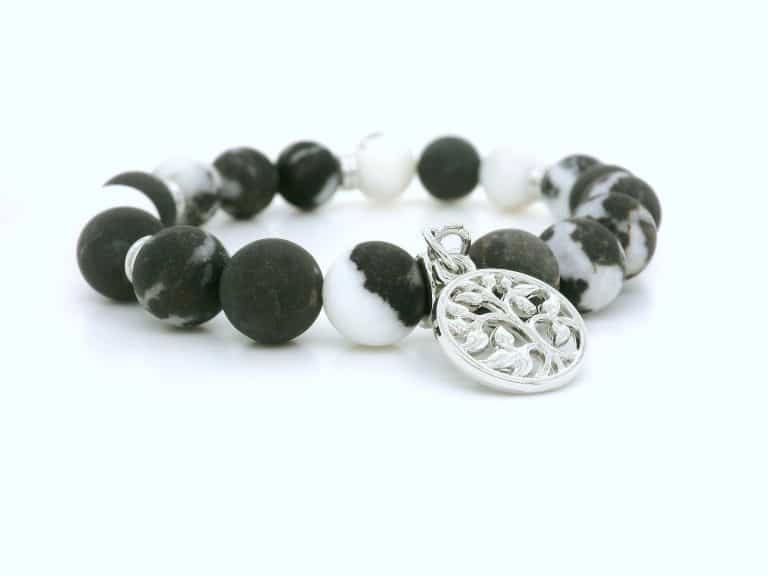 White Zebra Jasper Charm Bracelet
