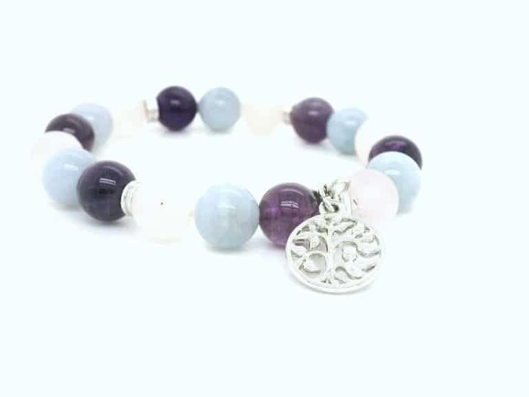 Rose Quartz, Aquamarine & Amethyst Charm Bracelet