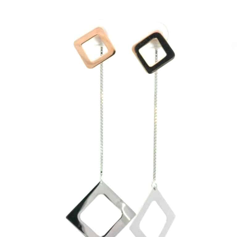 Italian 9ct Gold Square Drop Earrings
