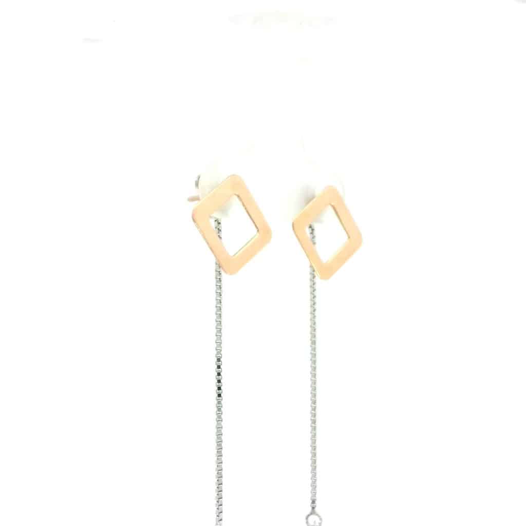 Italian 9ct Gold Square Drop Earrings