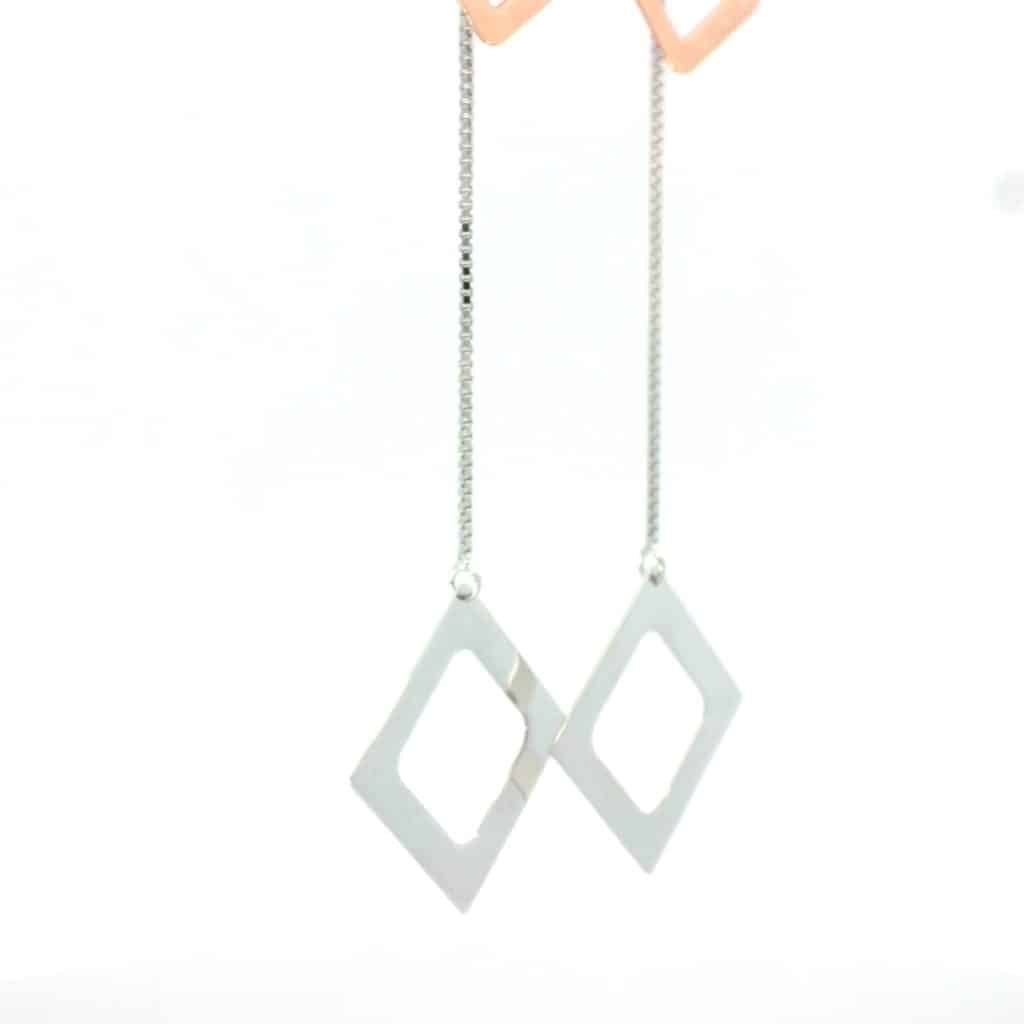 Italian 9ct Gold Square Drop Earrings