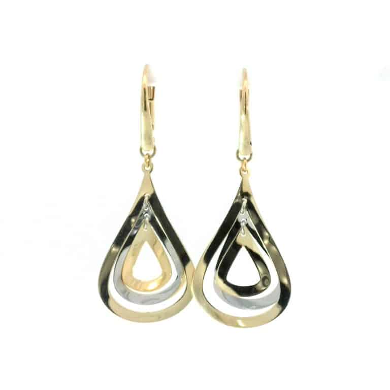 Italian 9ct Gold Triple Teardrop Dangle Earrings