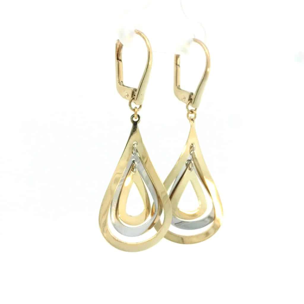 Italian 9ct Gold Triple Teardrop Dangle Earrings