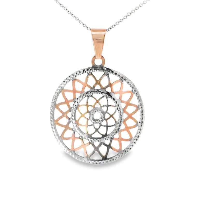 Italian 9ct Gold Filligree Circle Pendant