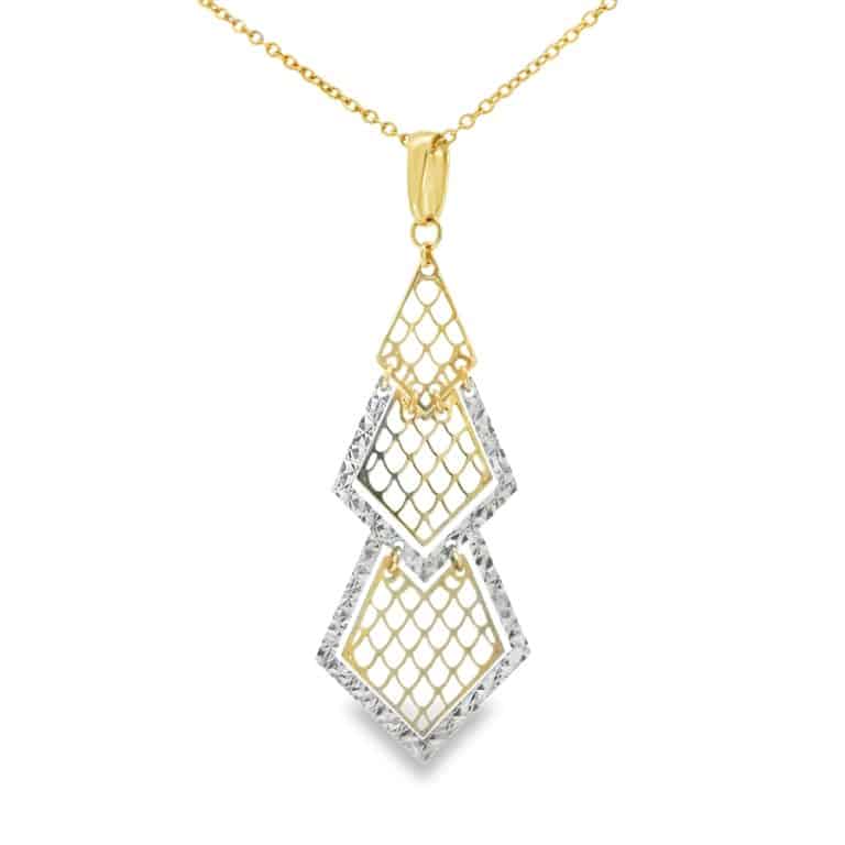 Italian 9ct Gold Geometric Triple Pendant