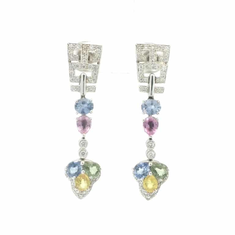 Colorful gemstone drop earrings