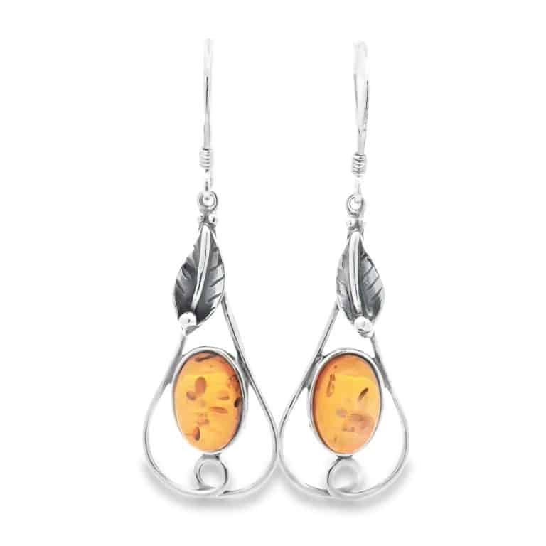Oval Amber Teardrop Earrings