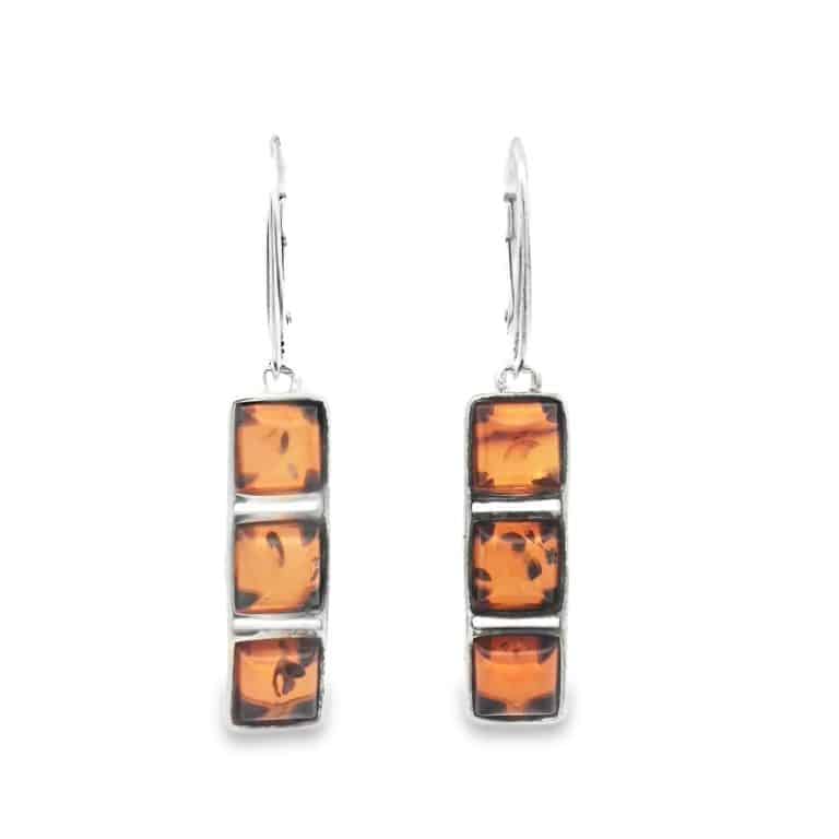 Triple Bar Amber Drop Earrings