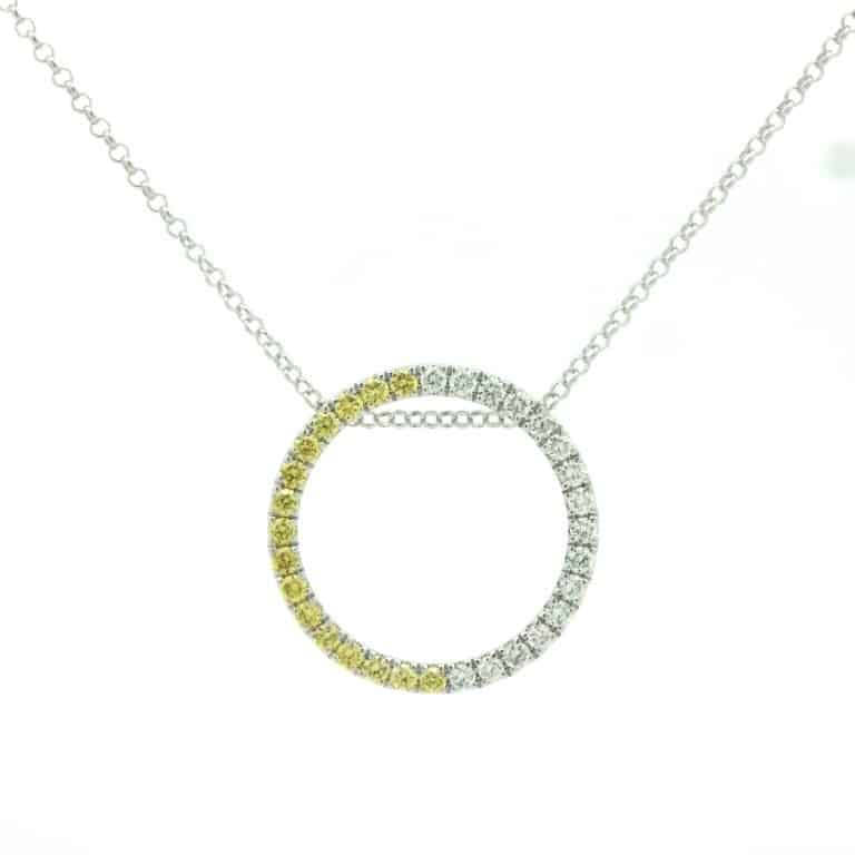 1ct Yellow and White Diamond Circle Pendant