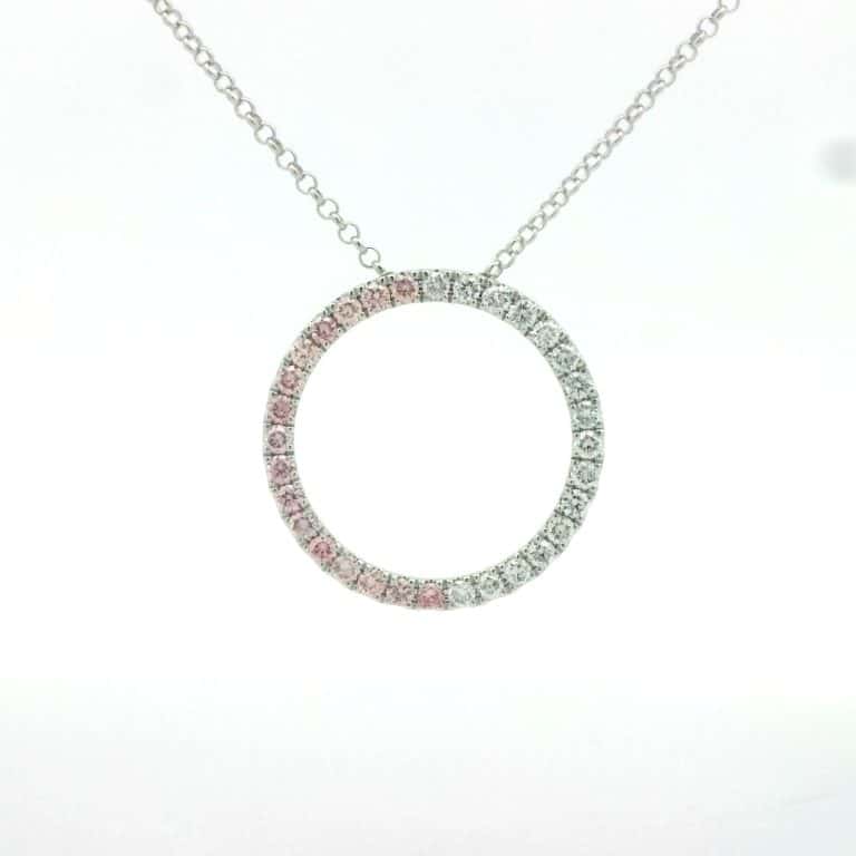 1ct Pink and White Diamond Circle Pendant