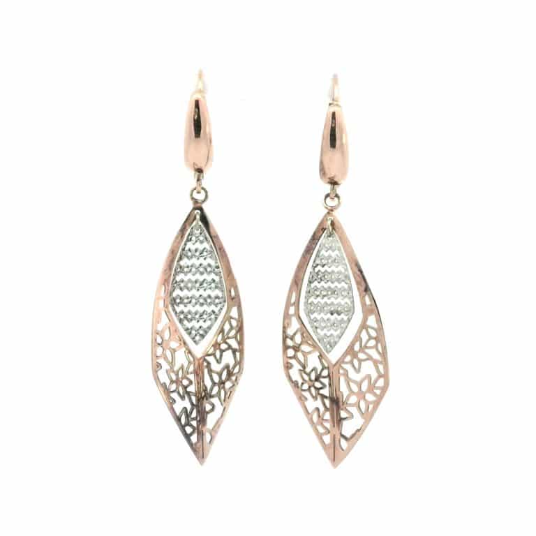 Italian Gold Filigree Leaf Design Earrings