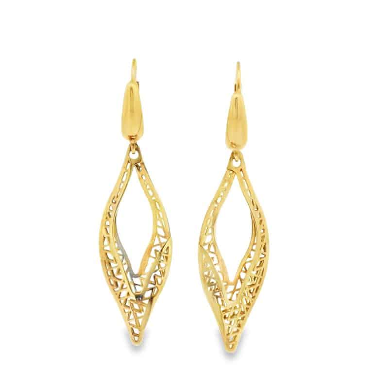 9ct Gold Italian Filigree Drop Earrings