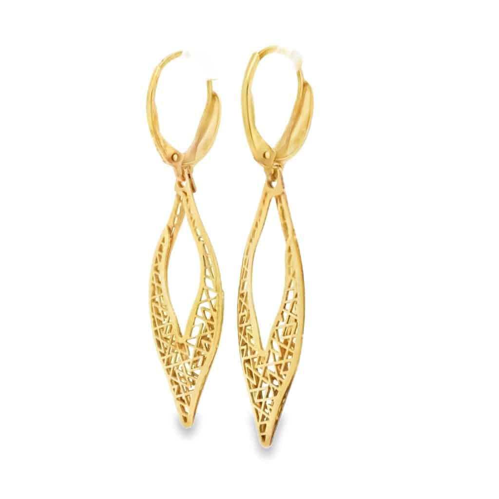 9ct Gold Italian Filigree Drop Earrings