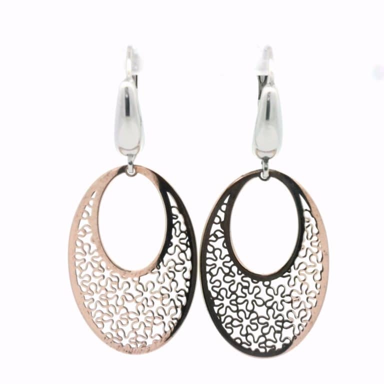 9ct Gold Oval Filigree Drop Earrings