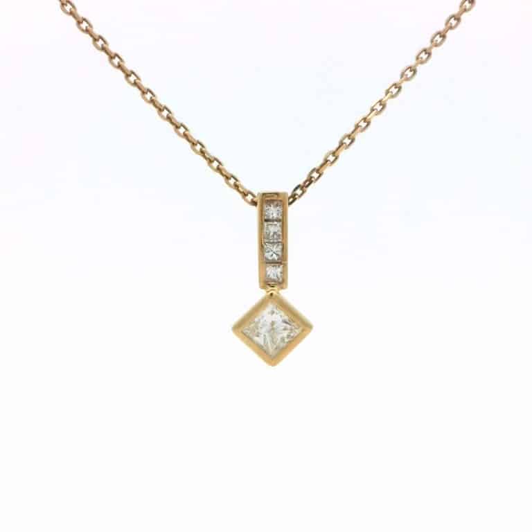 0.50ct Princess Diamond Bezel Drop Pendant