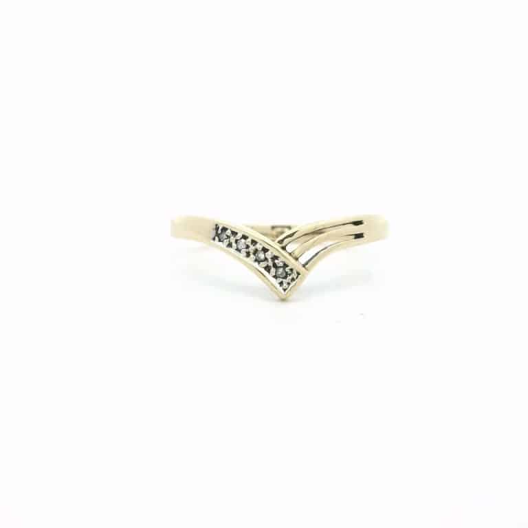 9ct Gold V Shape Diamond Dress Ring