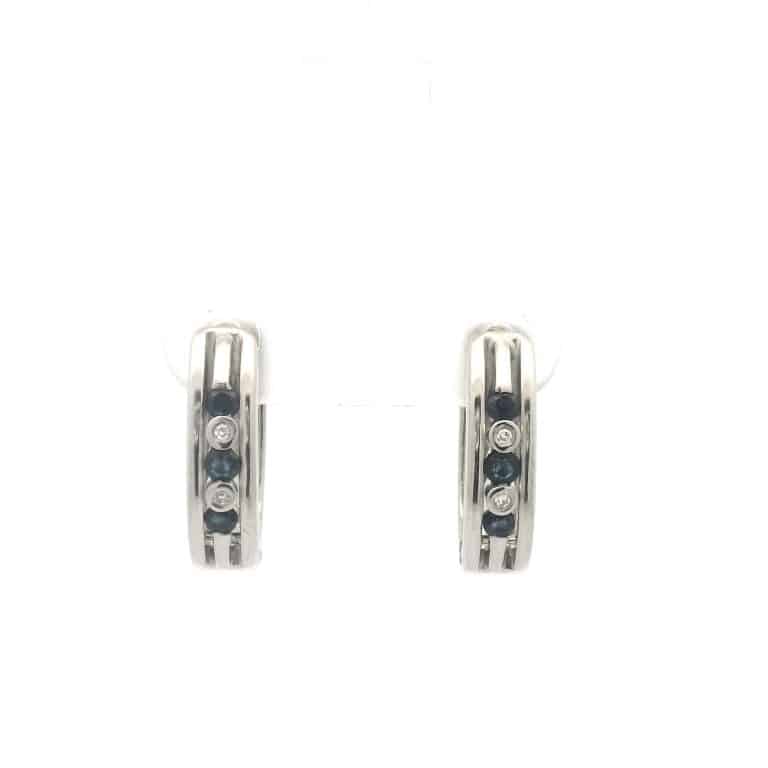9ct Gold Diamond and Sapphire Huggie Earrings