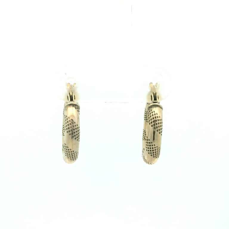 9ct Gold Small Patterned Hoop Earrings