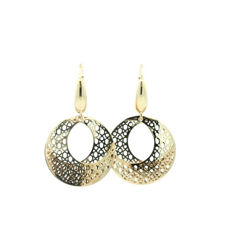 9ct Gold Italian Circle Filigree Earrings