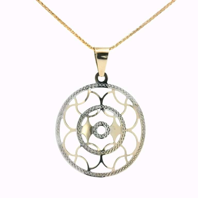 9ct Gold Italian Circle Filigree Pendant