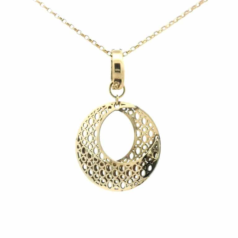 9ct Gold filigree Circle Pendant