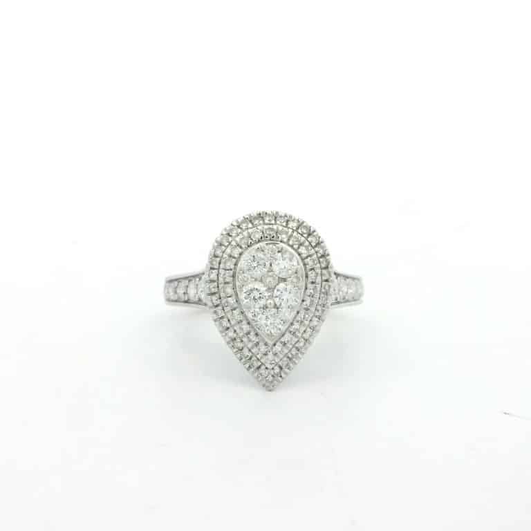 1ct Pear Shape Double Halo Dress Ring