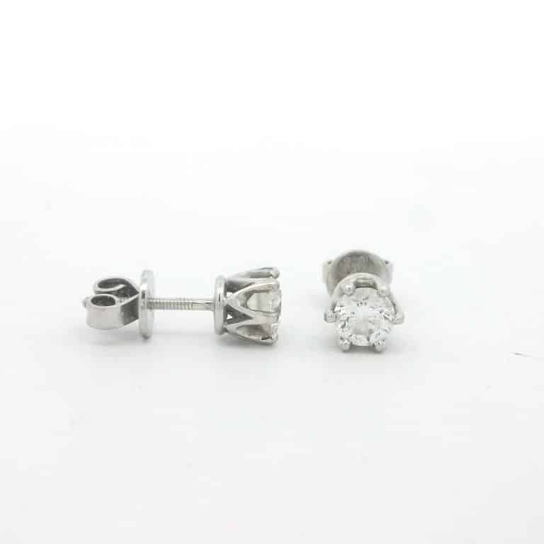 0.81ct F SI Round Natural Diamond Stud Earrings
