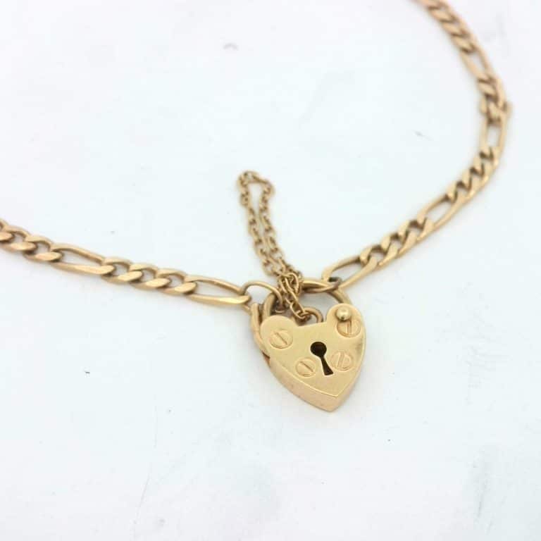 9ct Gold Figaro Padlock Bracelet