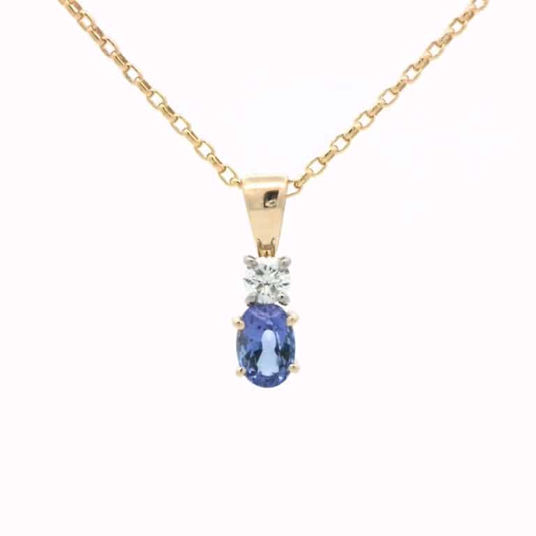 1ct Oval Tanzanite and Diamond Drop Pendant