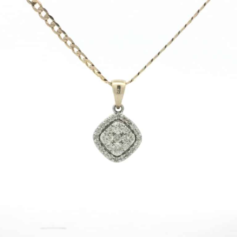 0.50ct Diamond Cushion Style Halo Pendant