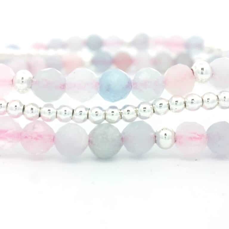 Crystal Carving Tri Morganite Bracelet