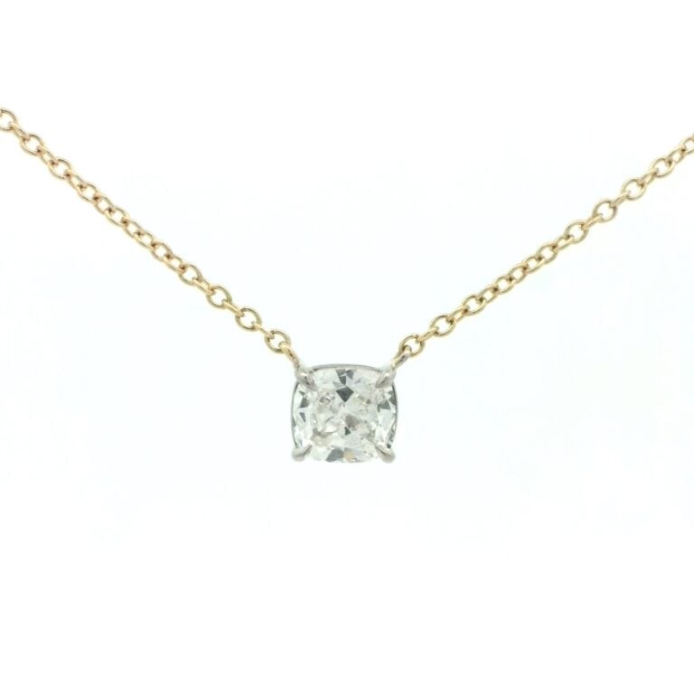 1ct F VS2 Cushion Diamond Solitaire Pendant