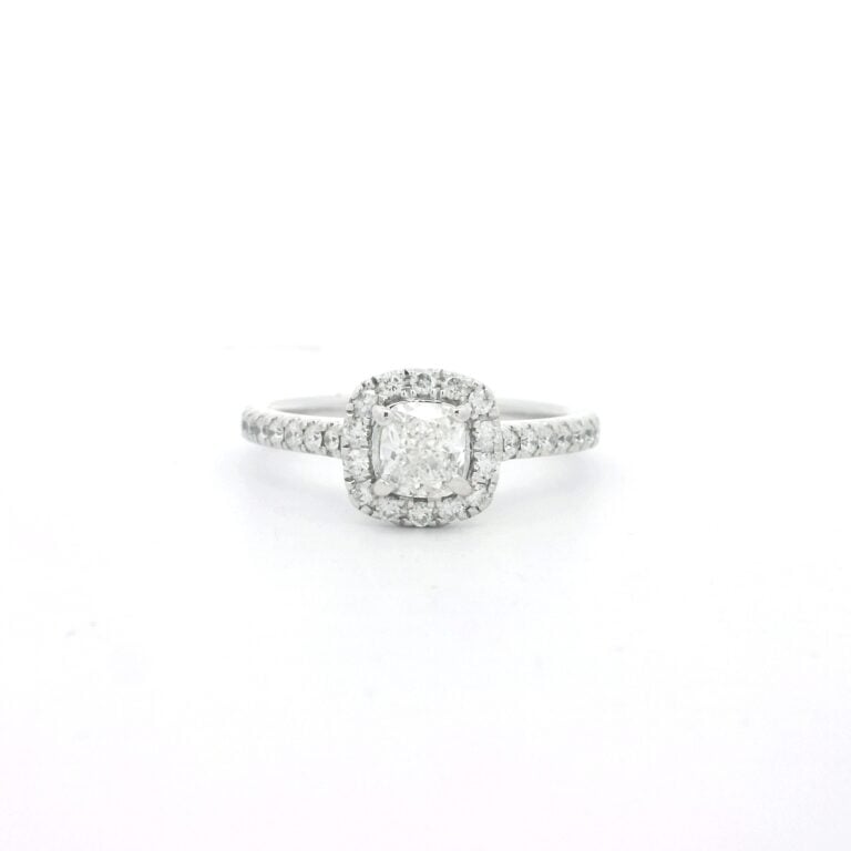 0.5ct G SI Cushion Diamond Halo Engagement Ring