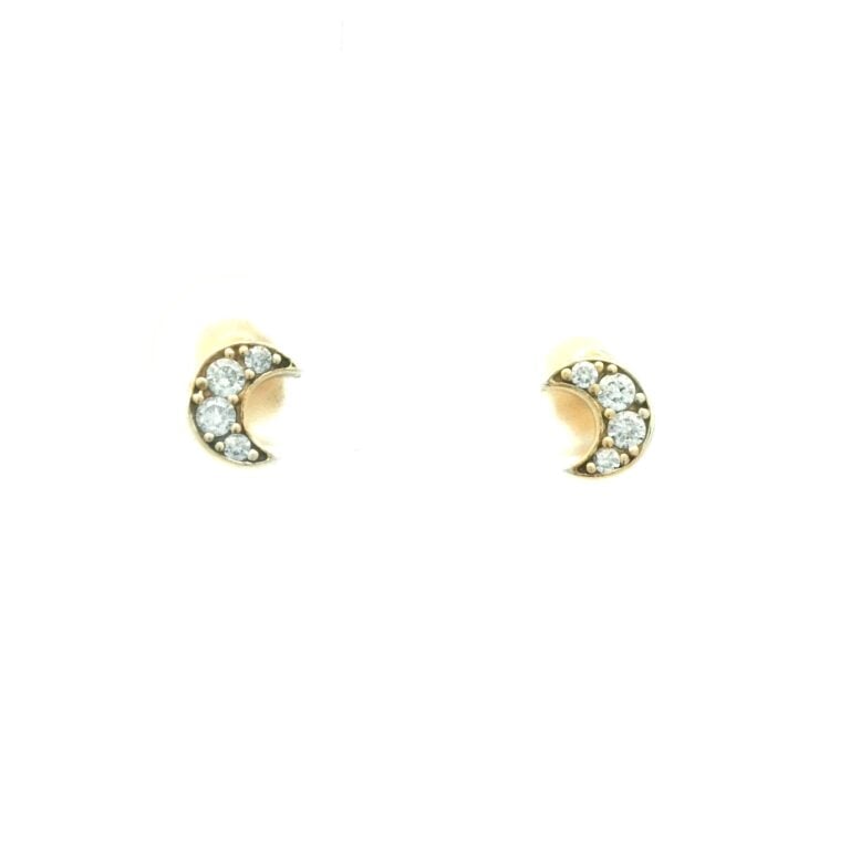 0.10ct Diamond Crescent Moon Stud Earrings