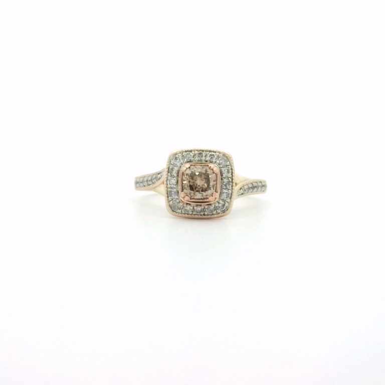 0.80ct Argyle Champagne Diamond Halo Ring