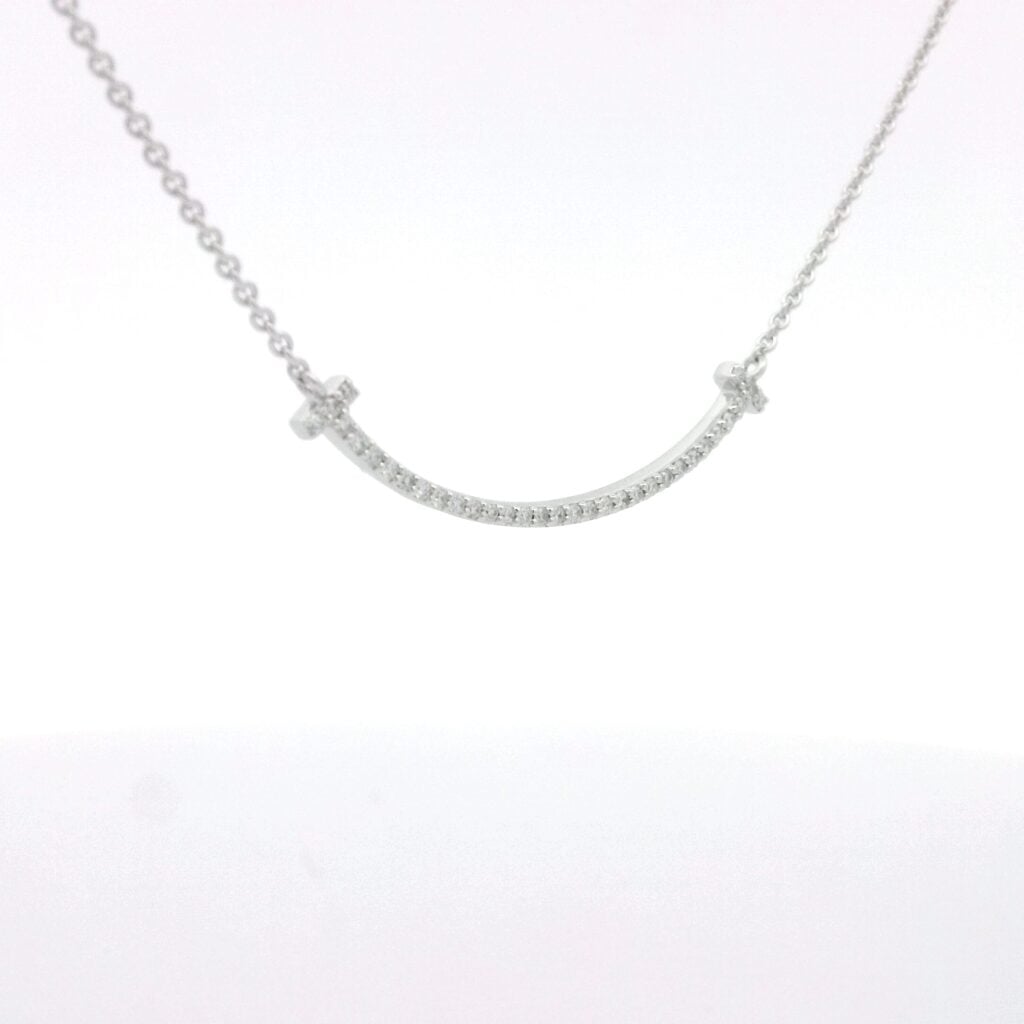 0.10ct Round Diamond Petite Curved Bar Pendant