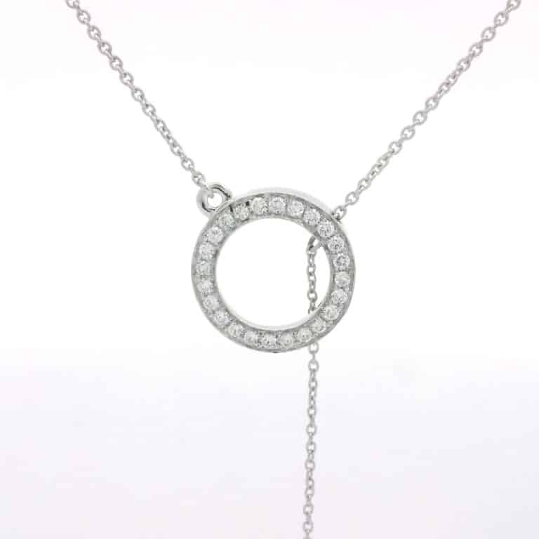 0.35ct Diamond Circle and Bar Drop Pendant
