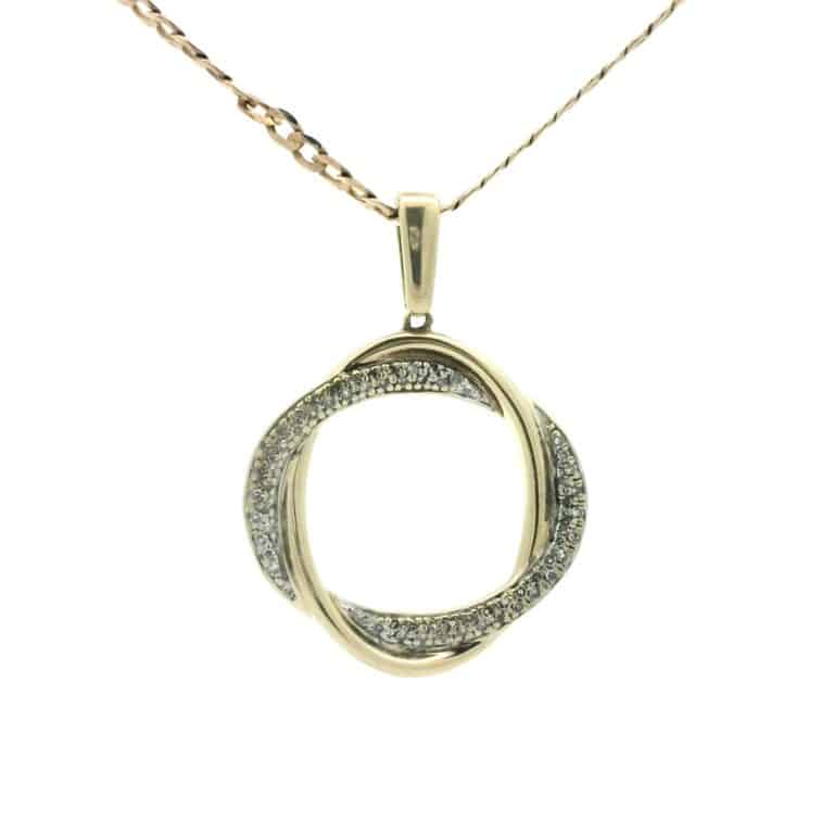 0.25ct Single Cut Diamond Ribbon Style Circle Pendant