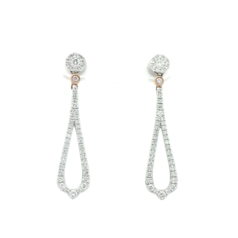 Argyle Pink and White Diamond Teardrop Earrings