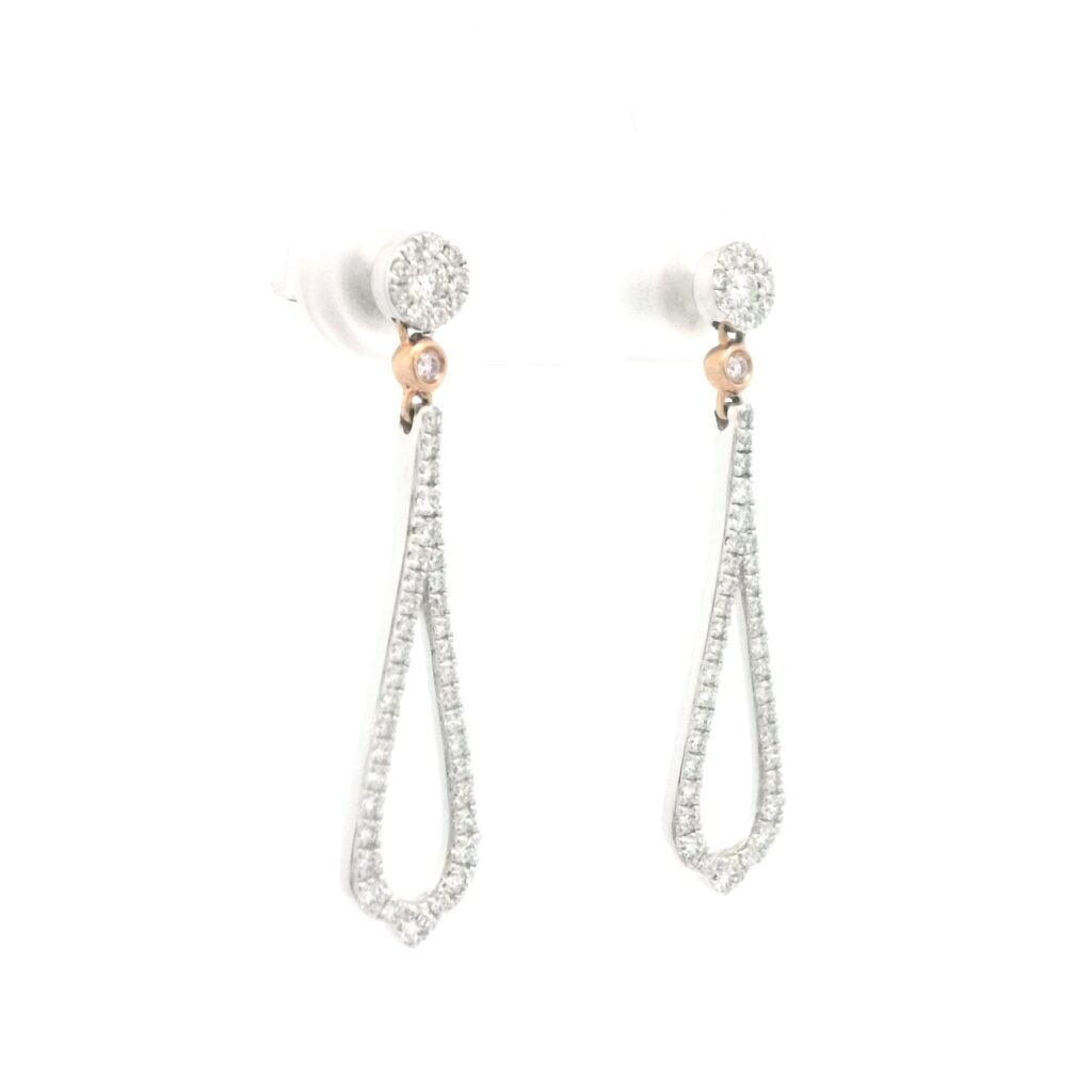 Argyle Pink and White Diamond Teardrop Earrings